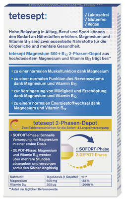 Sie sehen eine Packung tetesept Magnesium 500 + B12 300µg 30St., Produktbild: 03 tetesept Magnesium 500 + B12 300µg 30St., A-Nr.: 5709358 - 03