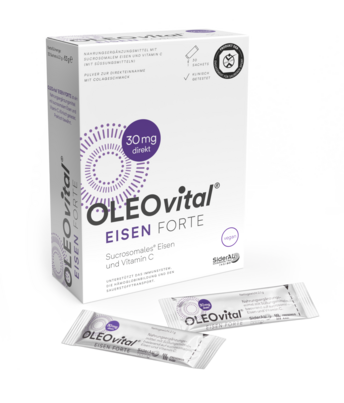 Sie sehen eine Packung OLEOvital® Eisen Forte (Sachets), 30 Stück, Produktbild: 03 OLEOvital® Eisen Forte (Sachets), 30 Stück, A-Nr.: 4540259 - 03