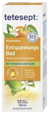 Sie sehen eine Packung tetesept Gesundheitsbad Entspannungs Bad, 125 Milliliter, Produktbild: 01 tetesept Gesundheitsbad Entspannungs Bad, 125 Milliliter, A-Nr.: 1150227 - 01