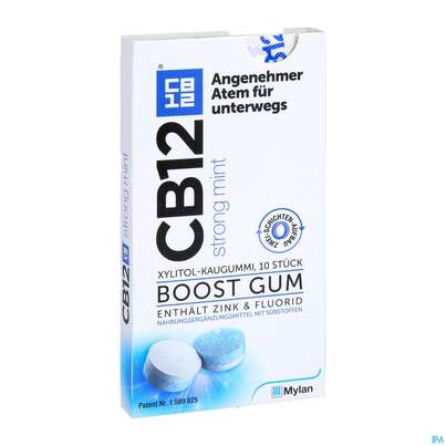 Sie sehen eine Packung CB12 BOOST GUM Strong Mint, 10 Stück, Produktbild: 03 CB12 BOOST GUM Strong Mint, 10 Stück, A-Nr.: 4155716 - 03