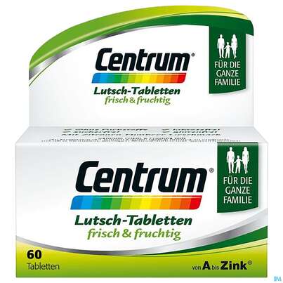 Sie sehen eine Packung Centrum Lutschtabletten frisch & fruchtig von A bis Zink, 60 Stück, Produktbild: 03 Centrum Lutschtabletten frisch & fruchtig von A bis Zink, 60 Stück, A-Nr.: 4084198 - 03