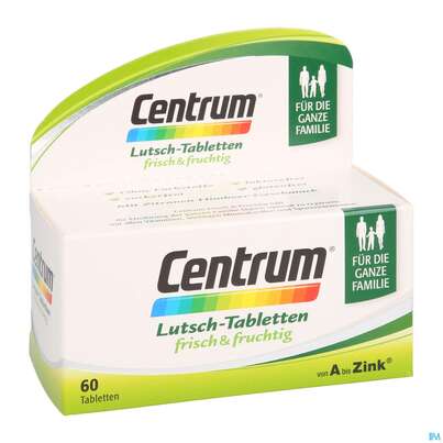 Sie sehen eine Packung Centrum Lutschtabletten frisch & fruchtig von A bis Zink, 60 Stück, Produktbild: 05 Centrum Lutschtabletten frisch & fruchtig von A bis Zink, 60 Stück, A-Nr.: 4084198 - 05