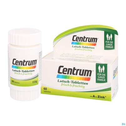 Sie sehen eine Packung Centrum Lutschtabletten frisch & fruchtig von A bis Zink, 60 Stück, Produktbild: 06 Centrum Lutschtabletten frisch & fruchtig von A bis Zink, 60 Stück, A-Nr.: 4084198 - 06