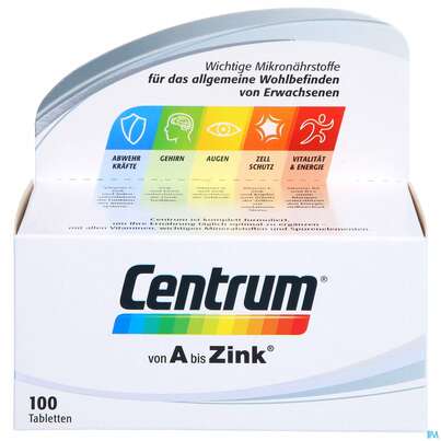 Sie sehen eine Packung Centrum von A bis Zink 100 Stk., 100 Stück, Produktbild: 01 Centrum von A bis Zink 100 Stk., 100 Stück, A-Nr.: 4555456 - 01
