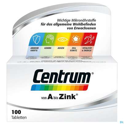 Sie sehen eine Packung Centrum von A bis Zink 100 Stk., 100 Stück, Produktbild: 03 Centrum von A bis Zink 100 Stk., 100 Stück, A-Nr.: 4555456 - 03