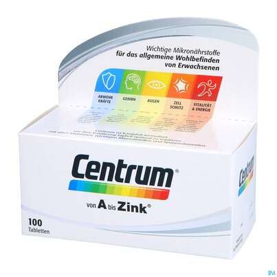 Sie sehen eine Packung Centrum von A bis Zink 100 Stk., 100 Stück, Produktbild: 04 Centrum von A bis Zink 100 Stk., 100 Stück, A-Nr.: 4555456 - 04