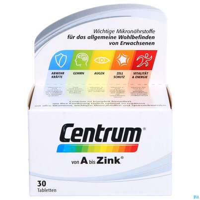 Sie sehen eine Packung Centrum von A bis Zink 30 Stk., 30 Stück, Produktbild: 01 Centrum von A bis Zink 30 Stk., 30 Stück, A-Nr.: 4555433 - 01
