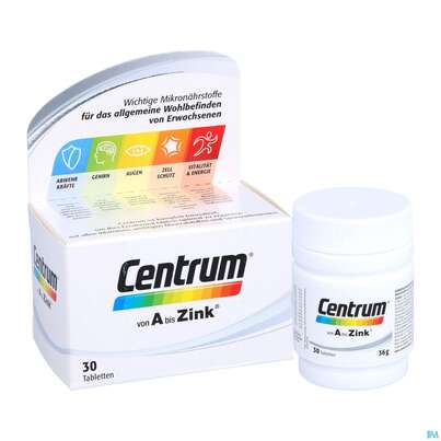 Sie sehen eine Packung Centrum von A bis Zink 30 Stk., 30 Stück, Produktbild: 04 Centrum von A bis Zink 30 Stk., 30 Stück, A-Nr.: 4555433 - 04