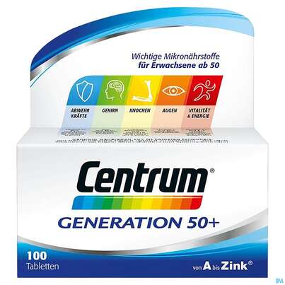 Sie sehen eine Packung Centrum Generation 50+ von A bis Zink 100 Stk., 100 Stück, Produktbild: 03 Centrum Generation 50+ von A bis Zink 100 Stk., 100 Stück, A-Nr.: 4555479 - 03