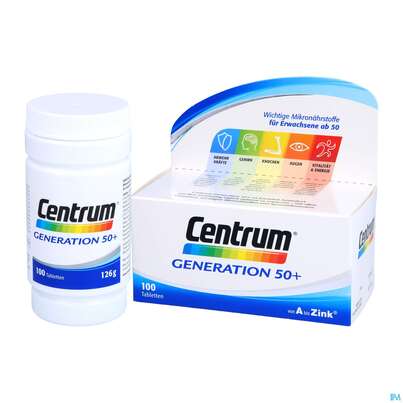 Sie sehen eine Packung Centrum Generation 50+ von A bis Zink 100 Stk., 100 Stück, Produktbild: 06 Centrum Generation 50+ von A bis Zink 100 Stk., 100 Stück, A-Nr.: 4555479 - 06