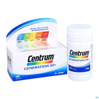 Sie sehen eine Packung Centrum Generation 50+ von A bis Zink 100 Stk., 100 Stück, Produktbild: 07 Centrum Generation 50+ von A bis Zink 100 Stk., 100 Stück, A-Nr.: 4555479 - 07