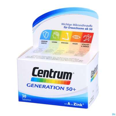 Sie sehen eine Packung Centrum Generation 50+ von A bis Zink 30 Stk., 30 Stück, Produktbild: 02 Centrum Generation 50+ von A bis Zink 30 Stk., 30 Stück, A-Nr.: 4555462 - 02