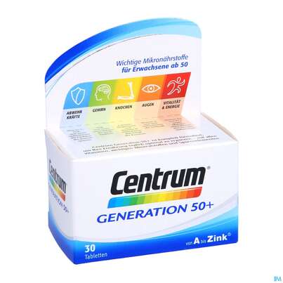 Sie sehen eine Packung Centrum Generation 50+ von A bis Zink 30 Stk., 30 Stück, Produktbild: 03 Centrum Generation 50+ von A bis Zink 30 Stk., 30 Stück, A-Nr.: 4555462 - 03