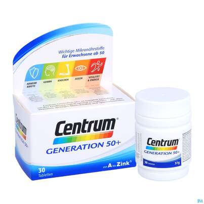 Sie sehen eine Packung Centrum Generation 50+ von A bis Zink 30 Stk., 30 Stück, Produktbild: 04 Centrum Generation 50+ von A bis Zink 30 Stk., 30 Stück, A-Nr.: 4555462 - 04