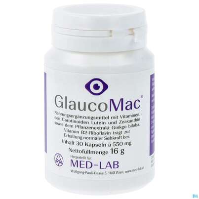 Sie sehen eine Packung GLAUCOMAC KPS, 30 Stück, Produktbild: 01 GLAUCOMAC KPS, 30 Stück, A-Nr.: 3387086 - 01
