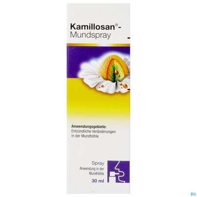 Sie sehen eine Packung KAMILLOSAN MUNDSPRAY, 30 Milliliter, Produktbild: 01 KAMILLOSAN MUNDSPRAY, 30 Milliliter, A-Nr.: 1349851 - 01