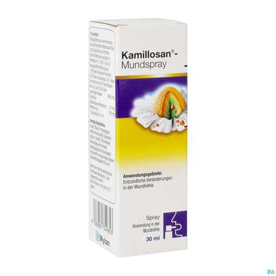 Sie sehen eine Packung KAMILLOSAN MUNDSPRAY, 30 Milliliter, Produktbild: 02 KAMILLOSAN MUNDSPRAY, 30 Milliliter, A-Nr.: 1349851 - 02