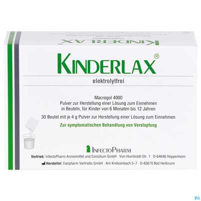 Sie sehen eine Packung KINDERLAX ELEKTROLYTFREI BTL, 30 Stück, Produktbild: 01 KINDERLAX ELEKTROLYTFREI BTL, 30 Stück, A-Nr.: 4769252 - 01
