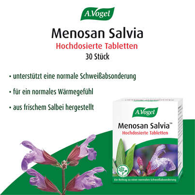 Sie sehen eine Packung A.Vogel Menosan Salvia, 30 Stück, Produktbild: 02 A.Vogel Menosan Salvia, 30 Stück, A-Nr.: 4296256 - 02