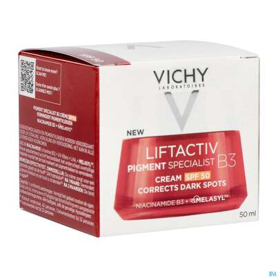 Sie sehen eine Packung Vichy Liftactiv B3 Anti-pigmentflecken Creme Lsf50 50ml, Produktbild: 09 Vichy Liftactiv B3 Anti-pigmentflecken Creme Lsf50 50ml, A-Nr.: 5662504 - 09