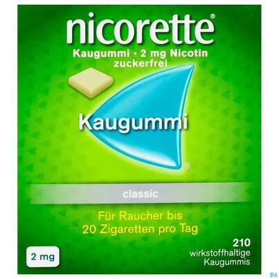 Sie sehen eine Packung Nicorette Kaugummi 2mg - ohne Geschmack, 210 Stück, Produktbild: 01 Nicorette Kaugummi 2mg - ohne Geschmack, 210 Stück, A-Nr.: 3505516 - 01