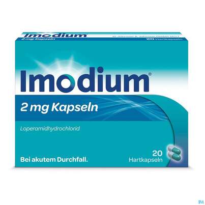 Sie sehen eine Packung Imodium Kapseln, 20 Stück, Produktbild: 01 Imodium Kapseln, 20 Stück, A-Nr.: 3773168 - 01
