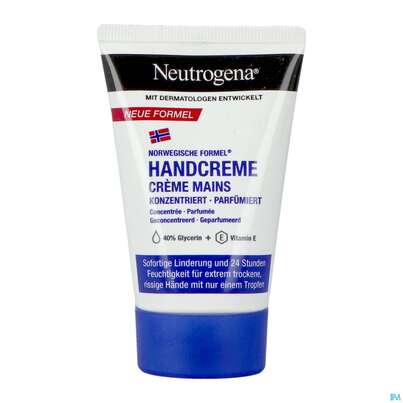 Sie sehen eine Packung Neutrogena Handcreme parfümiert 50ml, 50 Milliliter, Produktbild: 01 Neutrogena Handcreme parfümiert 50ml, 50 Milliliter, A-Nr.: 0900560 - 01