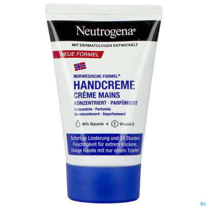 Sie sehen eine Packung Neutrogena Handcreme parfümiert 50ml, 50 Milliliter, Produktbild: 02 Neutrogena Handcreme parfümiert 50ml, 50 Milliliter, A-Nr.: 0900560 - 02