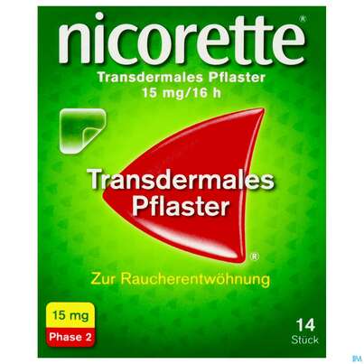Sie sehen eine Packung Nicorette transdermales Pflaster, 14 Stück, Produktbild: 01 Nicorette transdermales Pflaster, 14 Stück, A-Nr.: 3537433 - 01