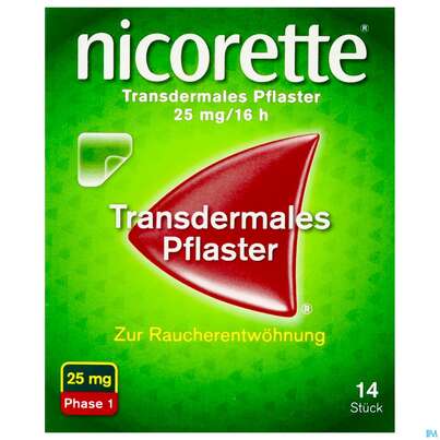 Sie sehen eine Packung Nicorette transdermales Pflaster, 14 Stück, Produktbild: 01 Nicorette transdermales Pflaster, 14 Stück, A-Nr.: 3537462 - 01
