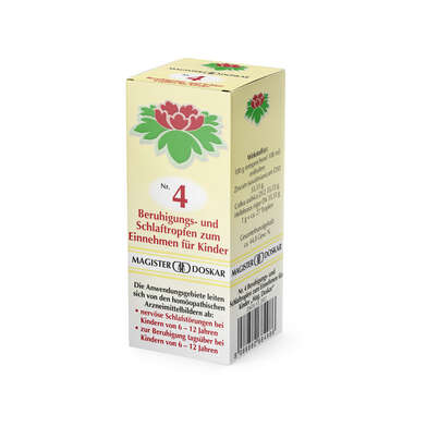 Sie sehen eine Packung Doskar Tropfen Nr. 4 - Beruhigungs- und Schlaftropfen für Kinder, 50 Milliliter, Produktbild: 04 Doskar Tropfen Nr. 4 - Beruhigungs- und Schlaftropfen für Kinder, 50 Milliliter, A-Nr.: 0684984 - 04