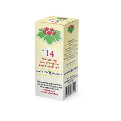 Sie sehen eine Packung Doskar Tropfen Nr. 14 - Nerven- und Examentropfen, 50 Milliliter, Produktbild: 03 Doskar Tropfen Nr. 14 - Nerven- und Examentropfen, 50 Milliliter, A-Nr.: 0685096 - 03