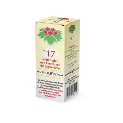 Sie sehen eine Packung Doskar Tropfen Nr. 17 - Schultropfen für Jugendliche, 50 Milliliter, Produktbild: 02 Doskar Tropfen Nr. 17 - Schultropfen für Jugendliche, 50 Milliliter, A-Nr.: 0685127 - 02