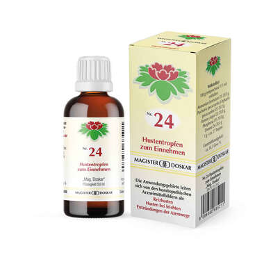 Sie sehen eine Packung Doskar Tropfen Nr. 24 - Hustentropfen, 50 Milliliter, Produktbild: 05 Doskar Tropfen Nr. 24 - Hustentropfen, 50 Milliliter, A-Nr.: 0685216 - 05