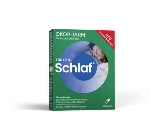 Sie sehen eine Packung Ökopharm44® Schlaf Wirkkomplex Kapseln 30 ST, 30 Stück, Produktbild: 01 Ökopharm44® Schlaf Wirkkomplex Kapseln 30 ST, 30 Stück, A-Nr.: 4041929 - 01