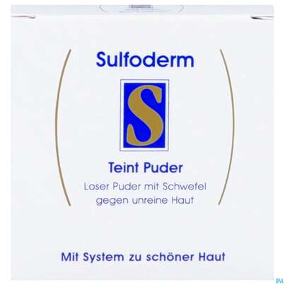 Sie sehen eine Packung Sulfoderm® S Teint Puder, 10 Gramm, Produktbild: 02 Sulfoderm® S Teint Puder, 10 Gramm, A-Nr.: 1843338 - 02