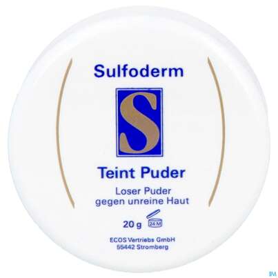 Sie sehen eine Packung Sulfoderm® S Teint Puder, 10 Gramm, Produktbild: 11 Sulfoderm® S Teint Puder, 10 Gramm, A-Nr.: 1843338 - 11