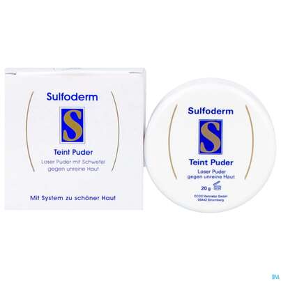Sie sehen eine Packung Sulfoderm® S Teint Puder, 10 Gramm, Produktbild: 12 Sulfoderm® S Teint Puder, 10 Gramm, A-Nr.: 1843338 - 12
