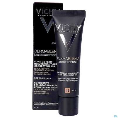 Sie sehen eine Packung VICHY DERMABL.3D COVERFLOW45, 30 Milliliter, Produktbild: 10 VICHY DERMABL.3D COVERFLOW45, 30 Milliliter, A-Nr.: 4436013 - 10