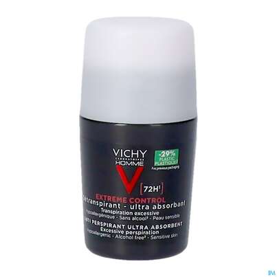 Sie sehen eine Packung Vichy Homme Anti-Transpirant Extreme Control 72h Roll-On, 50 Milliliter, Produktbild: 04 Vichy Homme Anti-Transpirant Extreme Control 72h Roll-On, 50 Milliliter, A-Nr.: 3724388 - 04