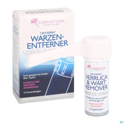 Sie sehen eine Packung Warzen Entferner Vereisungsspray Carnation 1st, Produktbild: 05 Warzen Entferner Vereisungsspray Carnation 1st, A-Nr.: 3818149 - 05