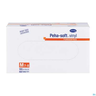 Sie sehen eine Packung Untersuchungshandschuhe Peha/soft/puderfrei Vinyl Unsteril Mittel M 94217 100st, Produktbild: 02 Untersuchungshandschuhe Peha/soft/puderfrei Vinyl Unsteril Mittel M 94217 100st, A-Nr.: 2369229 - 02