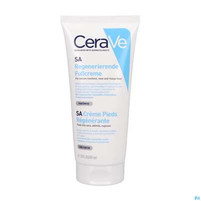 Sie sehen eine Packung CeraVe SA Regenerierende Fußcreme, 88 Milliliter, Produktbild: 03 CeraVe SA Regenerierende Fußcreme, 88 Milliliter, A-Nr.: 4801843 - 03
