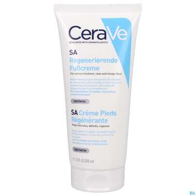 Sie sehen eine Packung CeraVe SA Regenerierende Fußcreme, 88 Milliliter, Produktbild: 04 CeraVe SA Regenerierende Fußcreme, 88 Milliliter, A-Nr.: 4801843 - 04