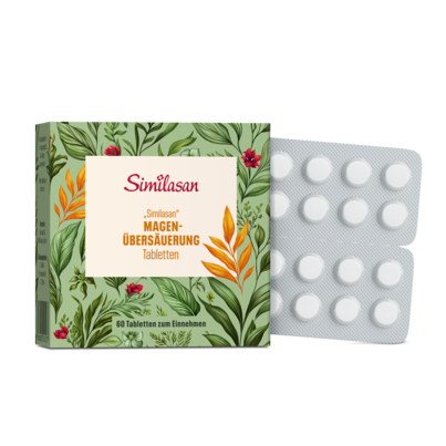 Sie sehen eine Packung Tabletten gegen Magenbeschwerden „Similasan“, 60 Stück, Produktbild: 01 Tabletten gegen Magenbeschwerden „Similasan“, 60 Stück, A-Nr.: 3545272 - 01