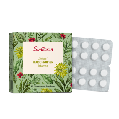 Sie sehen eine Packung Tabletten gegen Heuschnupfen Similasan, 80 Stück, Produktbild: 01 Tabletten gegen Heuschnupfen Similasan, 80 Stück, A-Nr.: 3545243 - 01