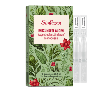 Sie sehen eine Packung Entzündete Augen Augentropfen „Similasan“ Monodosen, 10 Stück, Produktbild: 01 Entzündete Augen Augentropfen „Similasan“ Monodosen, 10 Stück, A-Nr.: 4217883 - 01