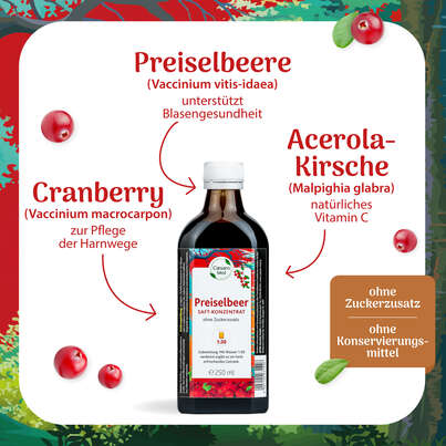 Preiselbeersaft-Konzentrat 1:30 250ml, 250 Milliliter, A-Nr.: 3063142 - 02