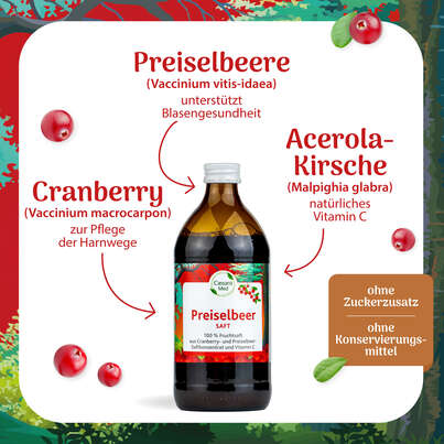 Sie sehen eine Packung PREISELBEER SAFT CAESARO 500 ML, 500 Milliliter, Produktbild: 02 PREISELBEER SAFT CAESARO 500 ML, 500 Milliliter, A-Nr.: 4621851 - 02