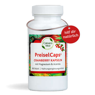 Sie sehen eine Packung Preisel-Caps mit Cranberry, Magnesium und Acerola 90 Stück, 90 Stück, Produktbild: 01 Preisel-Caps mit Cranberry, Magnesium und Acerola 90 Stück, 90 Stück, A-Nr.: 2749647 - 01